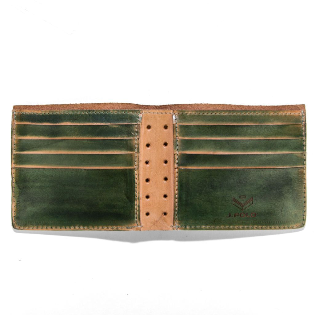 J.FOLD Hand Stained Leather Wallet - Dark Green